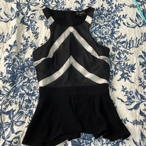 Black and White peplum blouse
